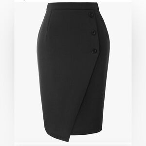 Elegant Black Button-Detail Skirt